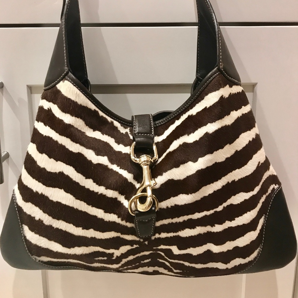 Gucci - Authentic Horsebit Zebra Print Purse